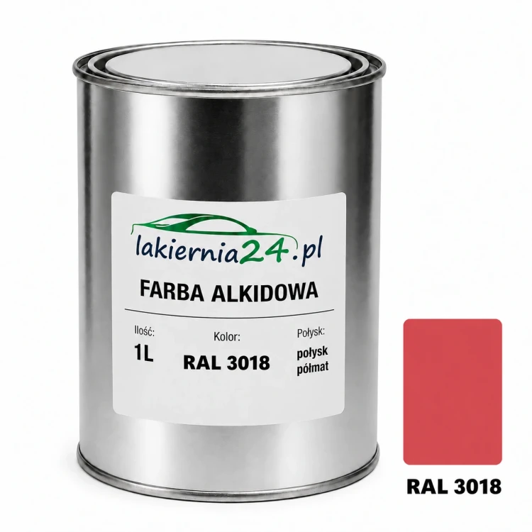 Farba alkidowa antykorozyjna RAL 3018 1L połysk półmat