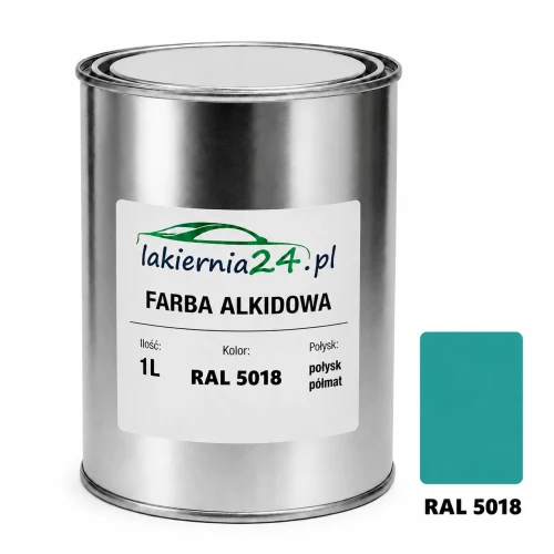 Farba alkidowa antykorozyjna RAL 5018 1L połysk półmat