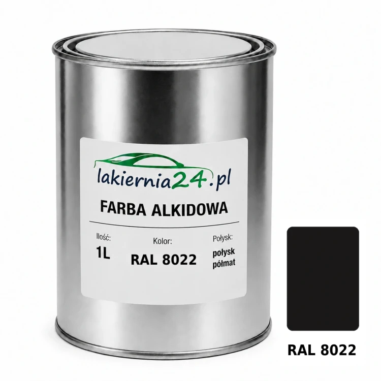 Farba alkidowa antykorozyjna RAL 8022 1L połysk półmat