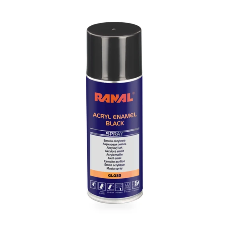 RANAL Acryl Enamel Black Gloss emalia akrylowa czarna w sprayu