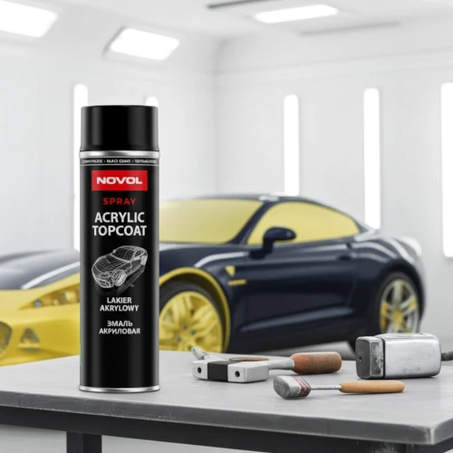 Czarny połyskowy lakier akrylowy Novol w aerozolu 500 ml