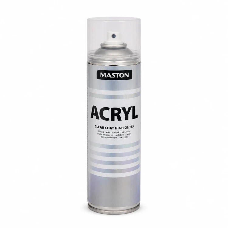 Etykieta Maston lakier bezbarwny połysk spray 500 ml