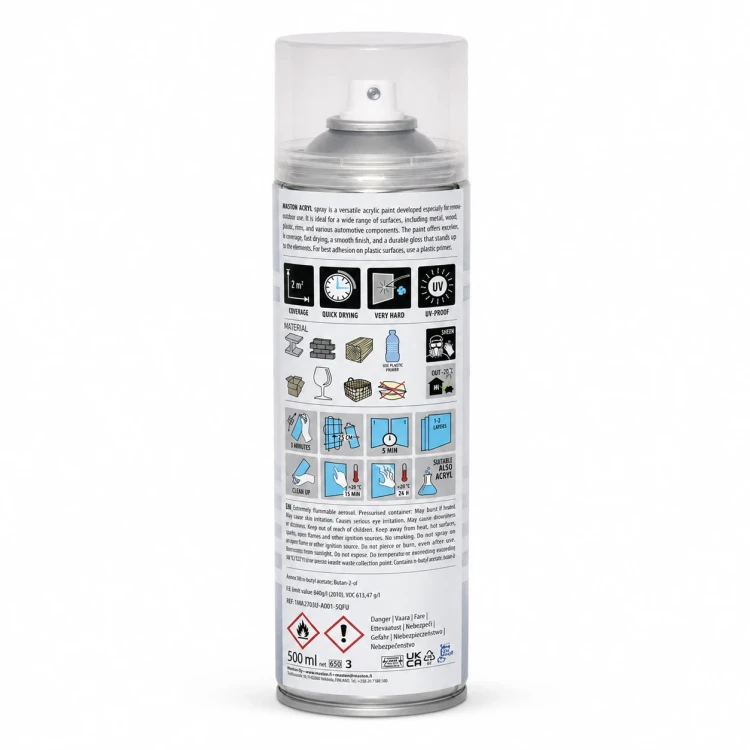 Maston lakier bezbarwny połysk spray 500 ml tył etykiety