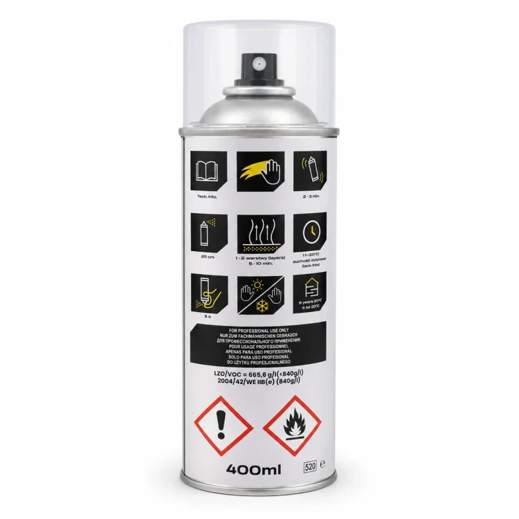 Lakier bezbarwny połysk Troton spray 400 ml tylna etykieta