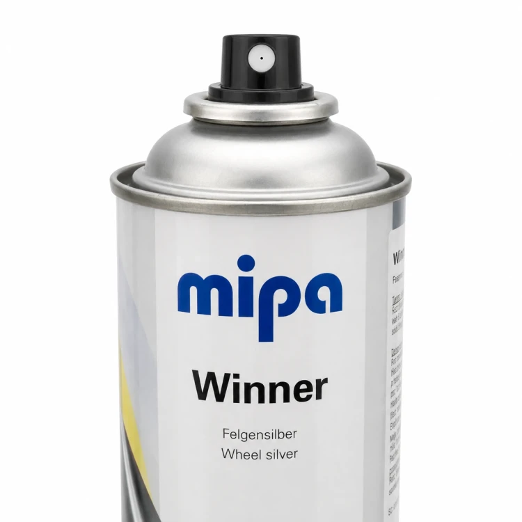 Lakier srebrny do felg Mipa Winner spray 400 ml zbliżenie etykiety