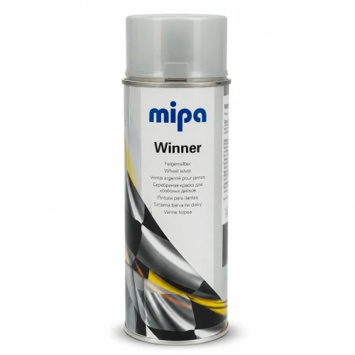 Lakier srebrny do felg Mipa Winner spray 400 ml przód opakowania