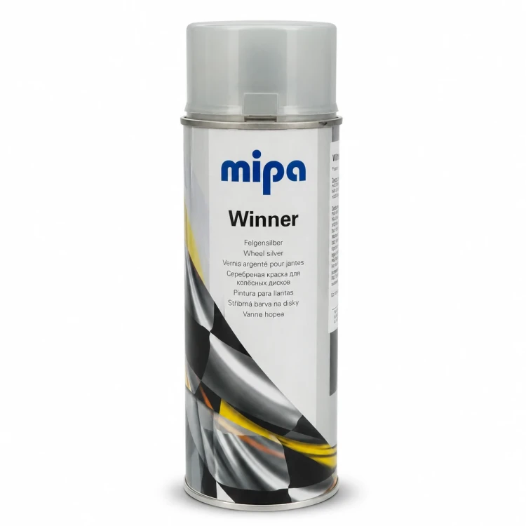 Lakier srebrny do felg Mipa Winner spray 400 ml przód opakowania