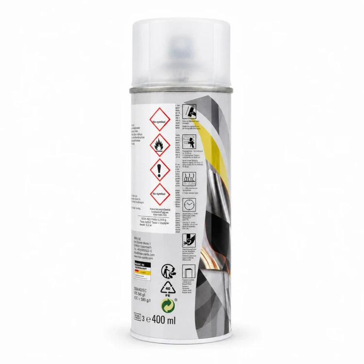 Mipa Winner lakier bezbarwny mat spray 400 ml – tył opakowania z instrukcją