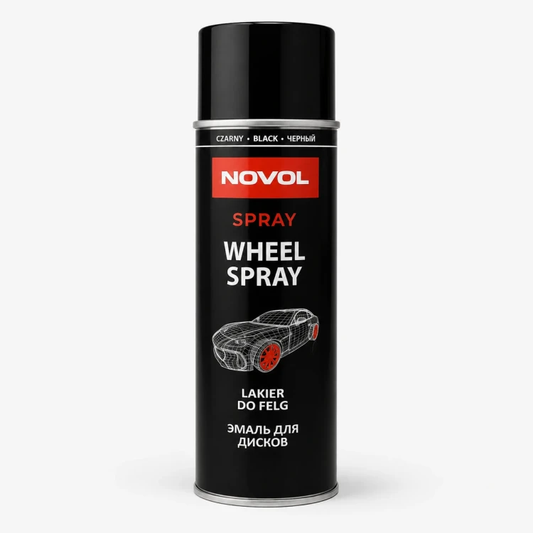 Novol Wheel Spray czarny połysk lakier do felg w sprayu 500 ml
