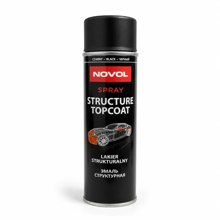 Lakier strukturalny Novol spray czarny 500 ml przód opakowania