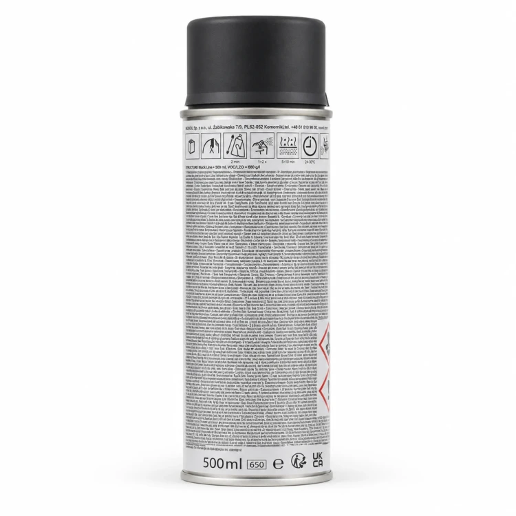 Lakier strukturalny Novol spray antracyt 500 ml tył opakowania
