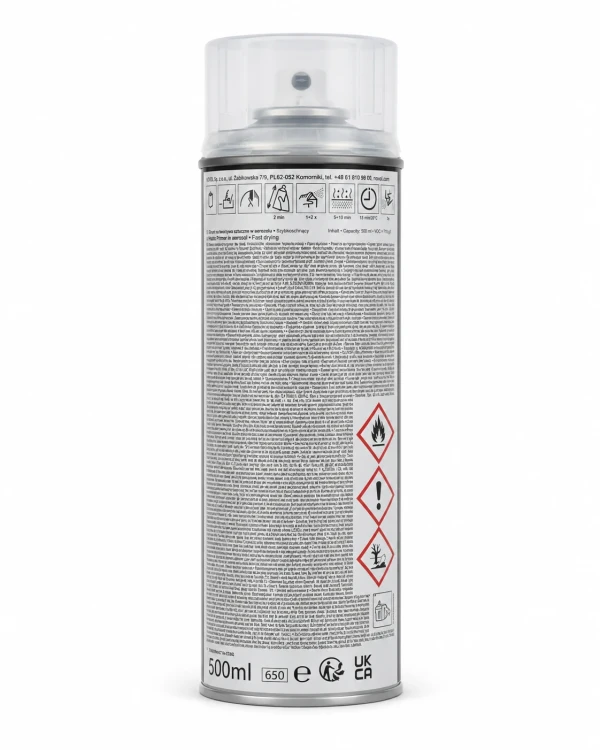 Novol Plastic Primer spray 500 ml widok tylnej etykiety