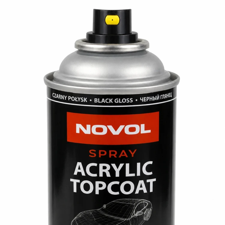 Lakier akrylowy NOVOL Acrylic Topcoat czarny połysk 500 ml z odkrytą dyszą i korkiem
