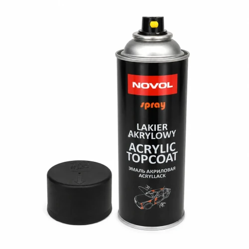 Lakier akrylowy NOVOL Acrylic Topcoat czarny mat 500 ml z odkrytą dyszą i korkiem