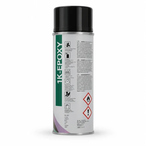 Mipa 1K Epoxy Primer czarny podkład epoksydowy spray 400 ml – etykieta z instrukcją stosowania