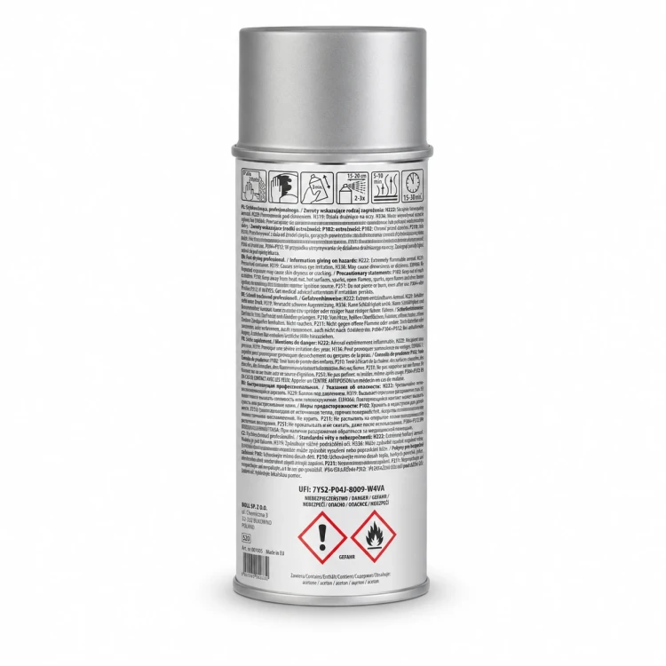 Lakier do felg BOLL Rally srebrny spray 400 ml – etykieta z tyłu