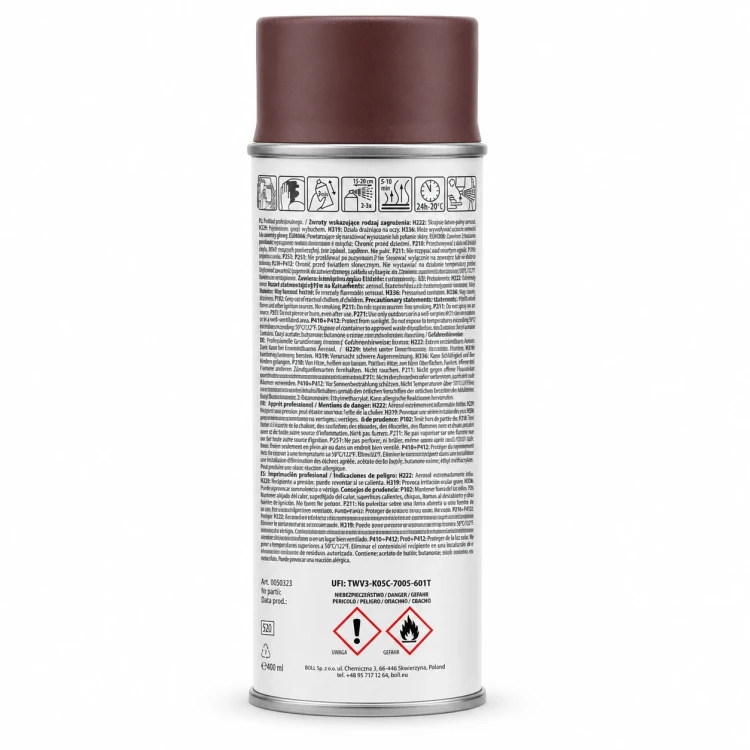 Podkład antykorozyjny BOLL czerwony tlenkowy spray 400 ml – etykieta z tyłu