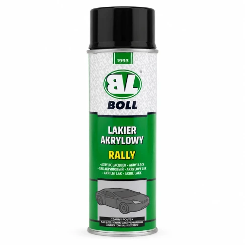 Lakier akrylowy BOLL Rally czarny połysk spray 400 ml – widok z przodu