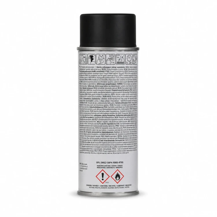 Lakier akrylowy BOLL Rally czarny mat spray 500 ml – etykieta z tyłu