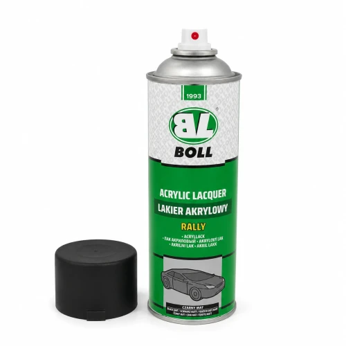 Lakier akrylowy BOLL Rally czarny mat 500 ml z odkrytą dyszą i korkiem