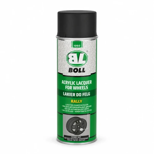 Lakier do felg BOLL Rally czarny mat spray 500 ml – widok z przodu