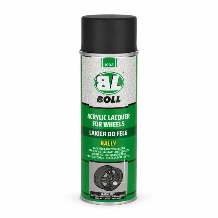 Lakier do felg BOLL Rally czarny mat spray 500 ml – widok z przodu