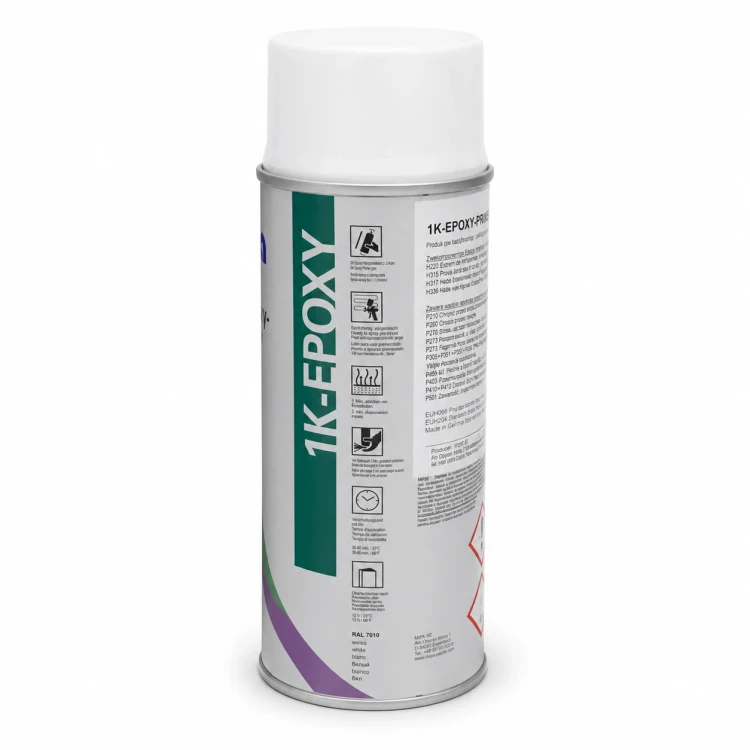 Mipa 1K Epoxy Primer biały spray 400 ml – etykieta z tyłu opakowania