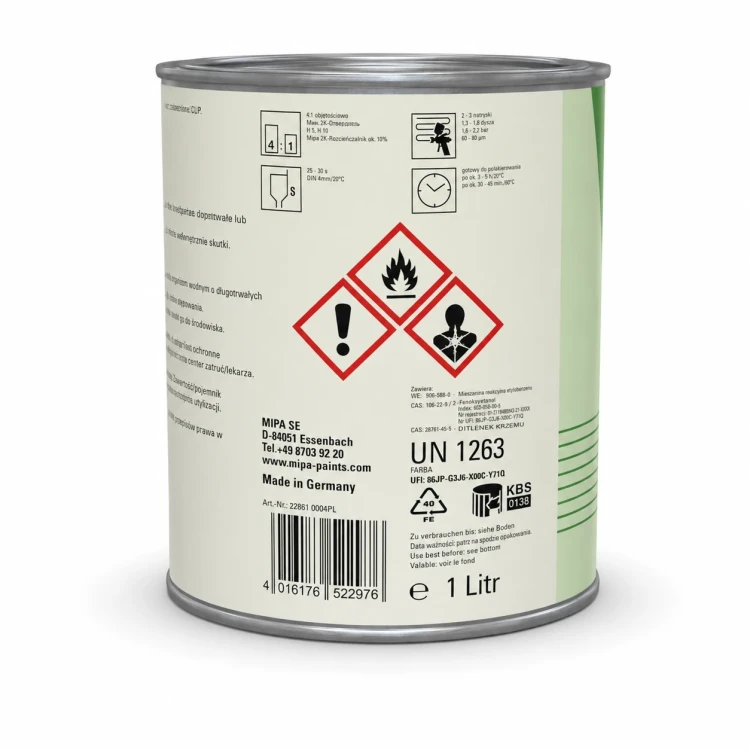 Tył opakowania podkładu akrylowego Mipa Compact-Filler 4:1 czarnego
