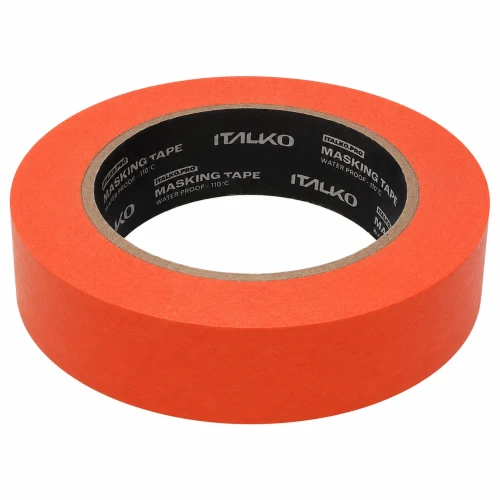 Pomarańczowa taśma maskująca ITALKO 30 mm z widocznym nadrukiem wewnątrz rolki