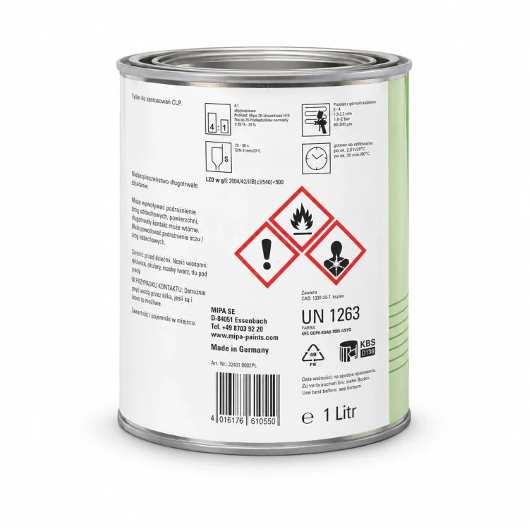 Mipa 2K Acrylfiller EL szary 1 l – tylna etykieta opakowania