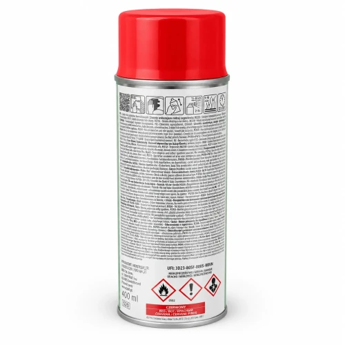 Tył opakowania czerwonego lakieru do zacisków BOLL 400 ml