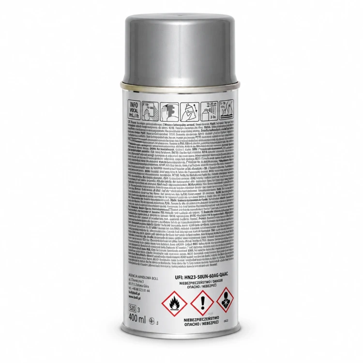 Tylna etykieta srebrnego lakieru do zacisków BOLL 400 ml