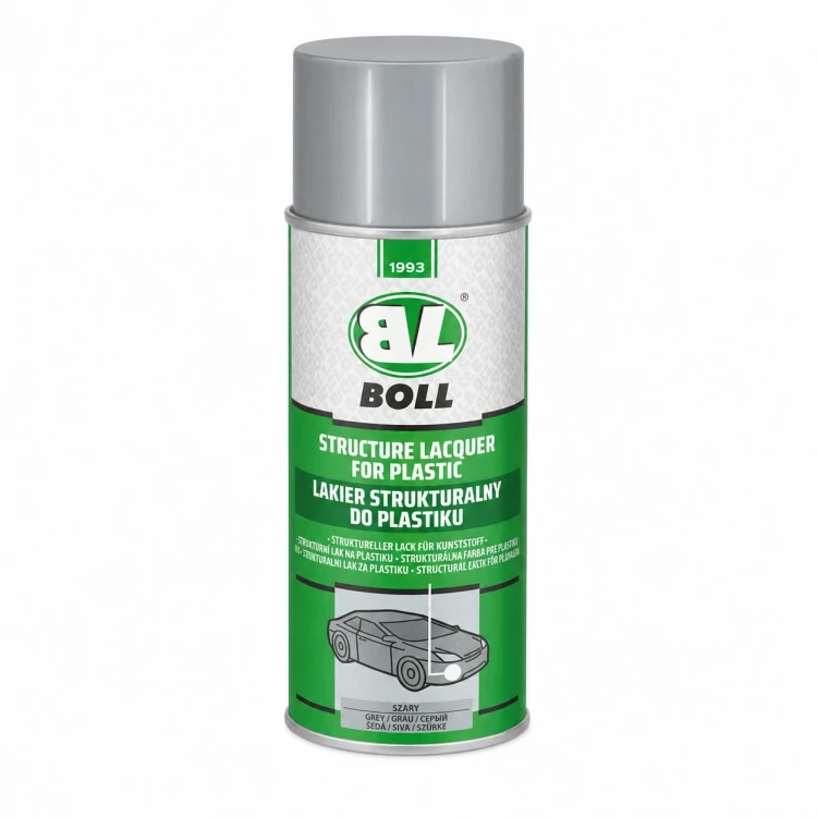 Szary lakier strukturalny do plastiku BOLL w sprayu 400 ml