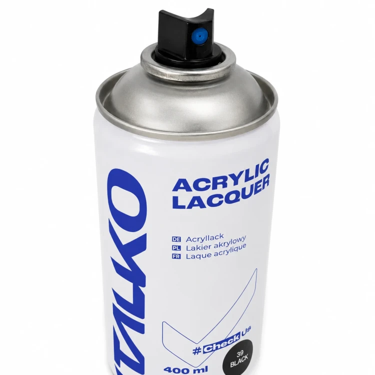 ITALKO lakier akrylowy czarny 39 spray 400 ml z widoczną dyszą