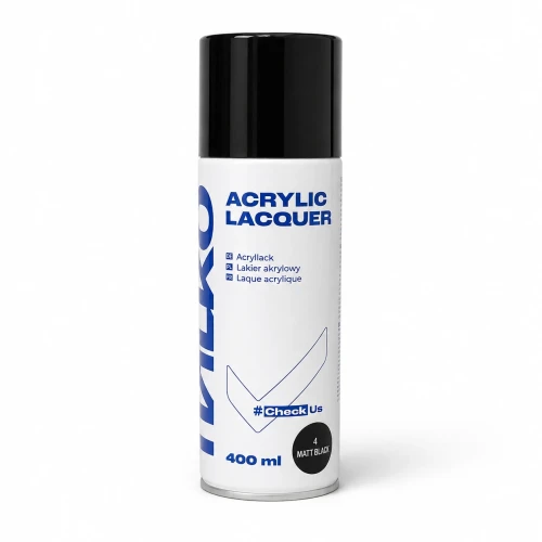 Lakier akrylowy w sprayu Italko Acrylic Lacquer Matt Black 400 ml widok opakowania z przodu