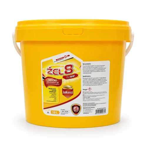 Żel do mycia mocno zabrudzonych rąk Ósemka Żel 8 BHP 10 l widok wiadra z przodu