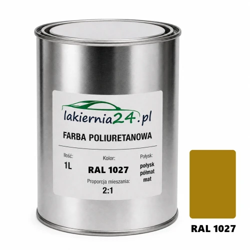 Mipa PU 240 farba poliuretanowa 2K 1L RAL 1027 – puszka i próbnik koloru