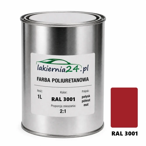Mipa PU 240 farba poliuretanowa 2K 1L RAL 3001 – puszka i próbnik koloru