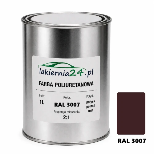 Mipa PU 240 farba poliuretanowa 2K 1L RAL 3007 – puszka i próbnik koloru