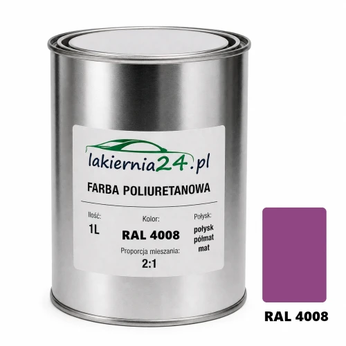 Mipa PU 240 farba poliuretanowa 2K 1L RAL 4008 – puszka i próbnik koloru