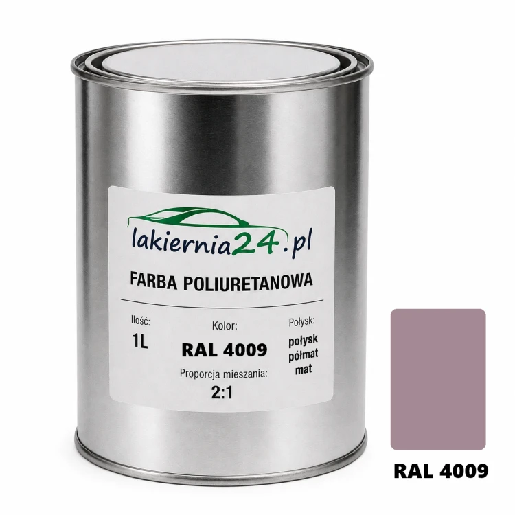 Mipa PU 240 farba poliuretanowa 2K 1L RAL 4009 – puszka i próbnik koloru