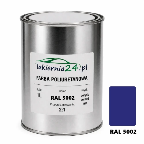 Mipa PU 240 farba poliuretanowa 2K 1L RAL 5002 – puszka i próbnik koloru