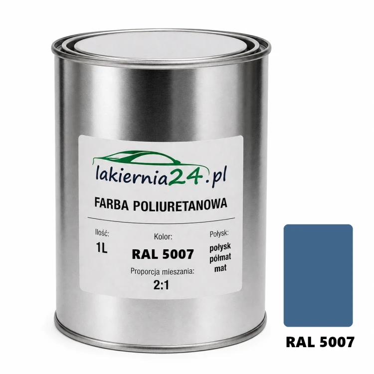 Mipa PU 240 farba poliuretanowa 2K 1L RAL 5007 – puszka i próbnik koloru