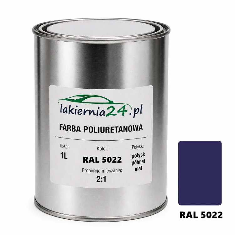 Mipa PU 240 farba poliuretanowa 2K 1L RAL 5022 – puszka i próbnik koloru
