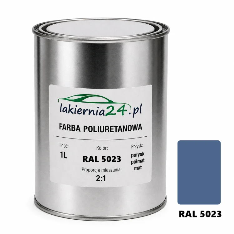 Mipa PU 240 farba poliuretanowa 2K 1L RAL 3023 – puszka i próbnik koloru