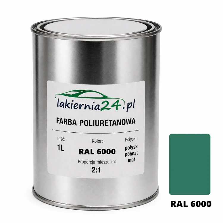 Mipa PU 240 farba poliuretanowa 2K 1L RAL 6000 – puszka i próbnik koloru