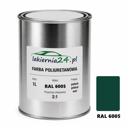 Mipa PU 240 farba poliuretanowa 2K 1L RAL 6005 – puszka i próbnik koloru