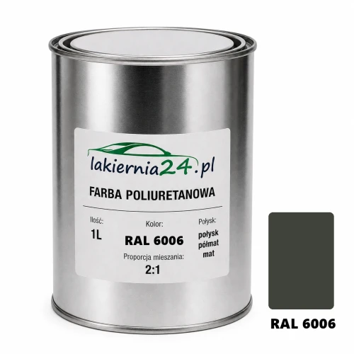 Mipa PU 240 farba poliuretanowa 2K 1L RAL 6006 – puszka i próbnik koloru