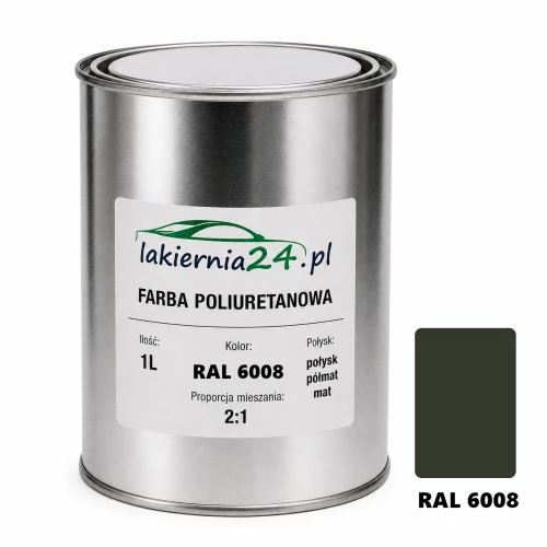 Mipa PU 240 farba poliuretanowa 2K 1L RAL 6008 – puszka i próbnik koloru