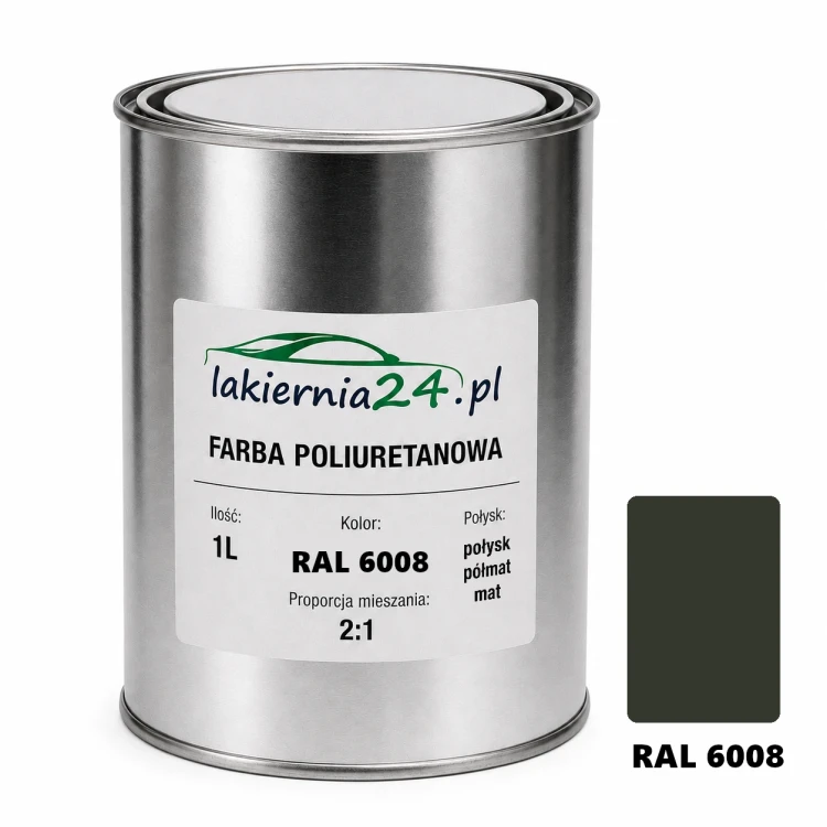 Mipa PU 240 farba poliuretanowa 2K 1L RAL 6008 – puszka i próbnik koloru